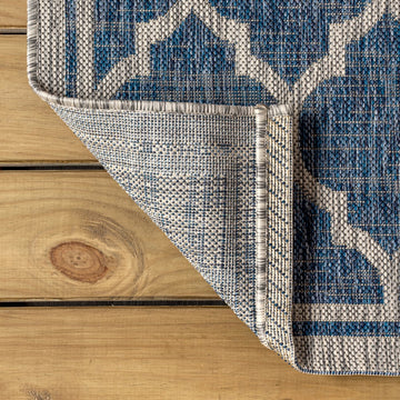 Trebol Moroccan Trellis Textured Weave Indoor/outdoor Runner Rug